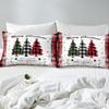 Manfei Xmas Tree Duvet Cover Set Full Size, Merry Christmas Comforter Cover with 2 Pillowcases, New Year Theme Plaid Print Bedding Set 3pcs for Kids Boys Girls Bedroom Decor,No Comforter view 4