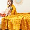 Blanket Queen Size Chunky Knit Blanket Throw Sofa Cover Toweling Coverlet Travel Large Throw Blanket Travel Pillows (Color : Yellow, Size : 200X230cm) view 2