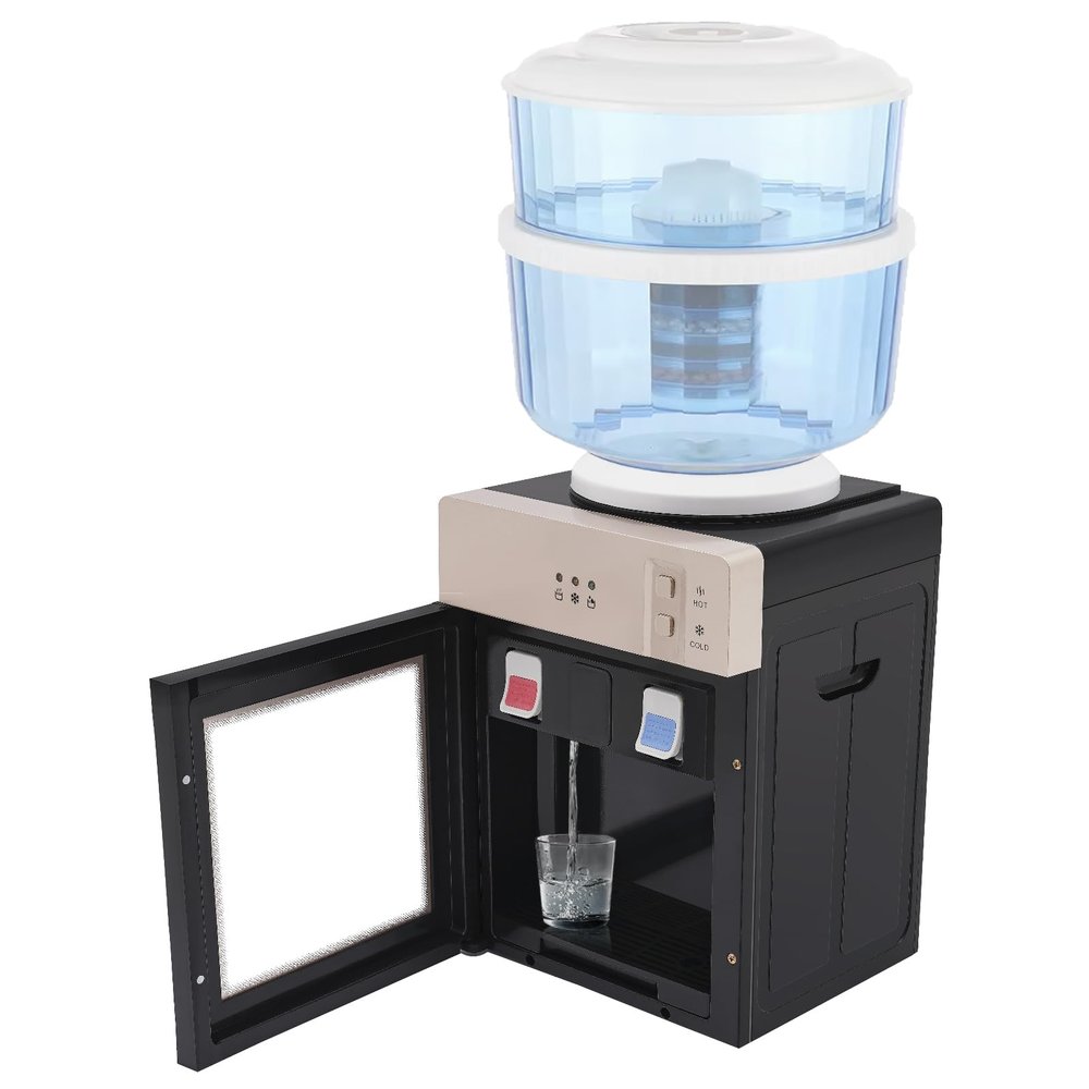 Water Cooler Dispenser for 5 Gallon Bottle, Top Loading Hot & Cold Water Dispensers Countertop Water Machine for Home Office Use Champagne Gold