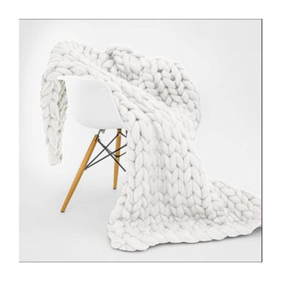 Bannr Blanket Queen Size Soft Warm Large Handmade Knitted Coarse Woolen Blanket Pretty Gift for Winter Bed Sofa Travel Pillows (Color : White, Size : 120x180cm(1.75kg))