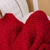 Bannr Blanket Queen Size Soft Warm Large Handmade Knitted Coarse Woolen Blanket Pretty Gift for Winter Bed Sofa Travel Pillows (Color : Dark red, Size : 100x120cm(0.96kg)) view 2