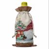 10 Pcs Premium Wine Bottle Gift Bags with Drawstring Santa Claus Cute Gnomes with Pine Tree Snowflake Red Reusable Wine Gift Bag for Christmas, Wedding,Holiday Party, Housewarming, Home Storage view 2