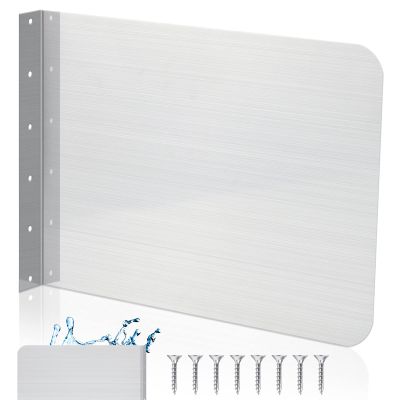 Amylove 17 x 12 Inch Stainless Steel Splash Guard Stainless Steel Wall Mount Guard with Screws Screws for Bathroom Sink Side Sink Splash Prep Sinks Protector for Commercial Kitchen Restaurant