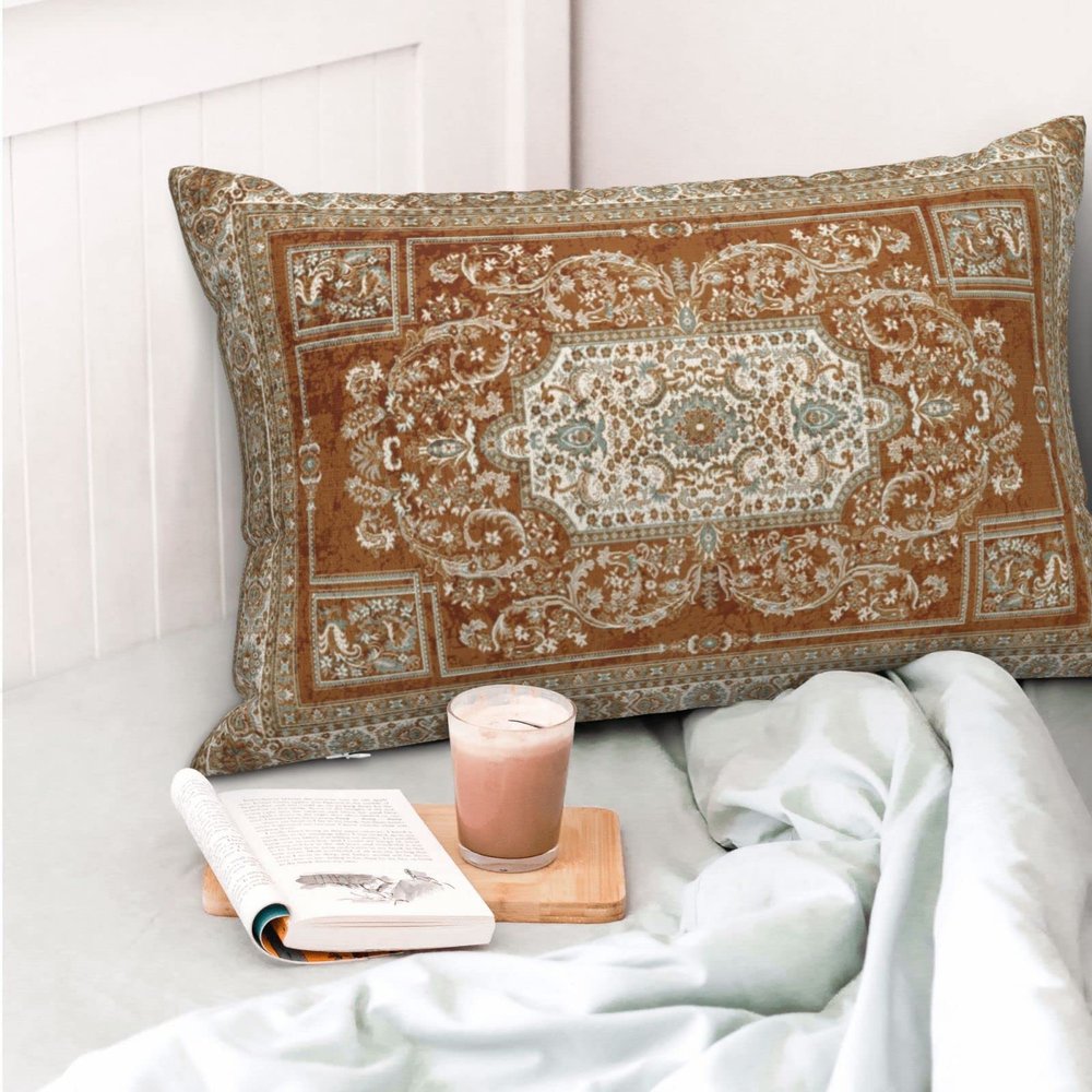 CALHogar Fall Pillow Cover, Terracotta Throw Pillow Cover, Aztec Pillow Covers, 12x20 Inches, Vintage Boho Modern, Burlap, Paisley, Home, Outdoors