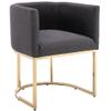 Wahson Modern Upholstered Barrel Dining Chairs with Arms Set, Linen & Dining Room Seating, 18.5" Bucket Chairs, Golden Metal Frame, Charcoal view 1