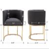 Wahson Modern Upholstered Barrel Dining Chairs with Arms Set, Linen & Dining Room Seating, 18.5" Bucket Chairs, Golden Metal Frame, Charcoal view 3