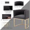 Wahson Modern Upholstered Barrel Dining Chairs with Arms Set, Linen & Dining Room Seating, 18.5" Bucket Chairs, Golden Metal Frame, Charcoal view 4