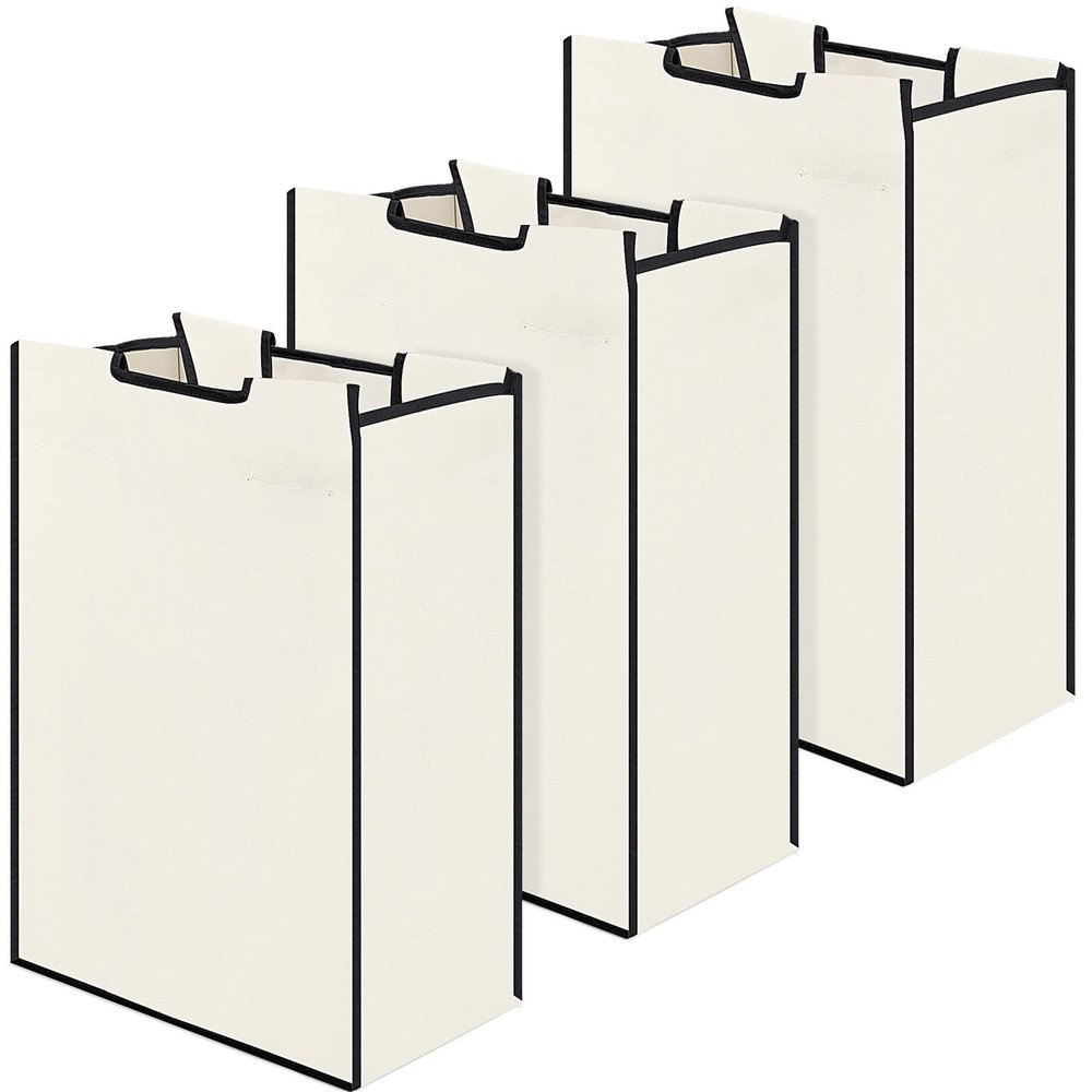Bonuci 3 Pcs Laundry Sorter Replacement Bags Hamper Cart Removable Replacement Laundry Storage Organizer Bag Hamper Liner, No Hooks 14.76 x 8.66 x 21.65 Inch (Beige)