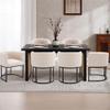 Wahson Modern Upholstered Barrel Dining Chairs with Arms - Set of 6, Linen & Cream, 18.5" Wide Bucket Chairs for Dining & Living Room, Black Metal Frame view 1
