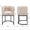 Wahson Modern Upholstered Barrel Dining Chairs with Arms - Set of 6, Linen & Cream, 18.5" Wide Bucket Chairs for Dining & Living Room, Black Metal Frame view 2