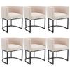 Wahson Modern Upholstered Barrel Dining Chairs with Arms - Set of 6, Linen & Cream, 18.5" Wide Bucket Chairs for Dining & Living Room, Black Metal Frame view 3