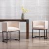 Wahson Modern Upholstered Barrel Dining Chairs with Arms - Set of 6, Linen & Cream, 18.5" Wide Bucket Chairs for Dining & Living Room, Black Metal Frame view 4