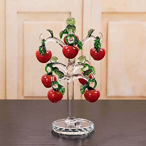 Crystal Glass Red Cherry Tree Glass Ornament Figurine Hanging Fruits Birthday Wedding Gift Living Dining Table Home Decor