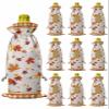 10 Pcs Premium Wine Bottle Gift Bags with Drawstring Falling Maple Leaves Autumn Thanksgiving Day Reusable Wine Gift Bag for Christmas, Wedding, Birthday,Holiday Party, Housewarming, Home Storage view 1