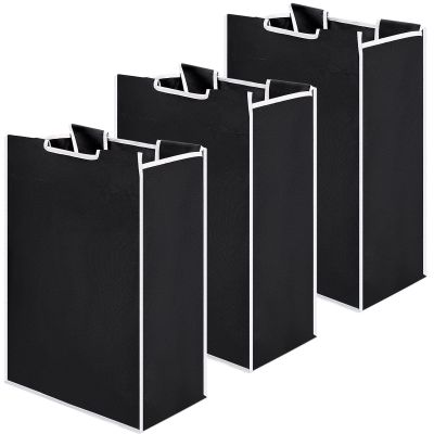 Bonuci 3 Pcs Laundry Sorter Replacement Bags Hamper Cart Removable Replacement Laundry Storage Organizer Bag Hamper Liner, No Hooks 14.76 x 8.66 x 21.65 Inch (Black)
