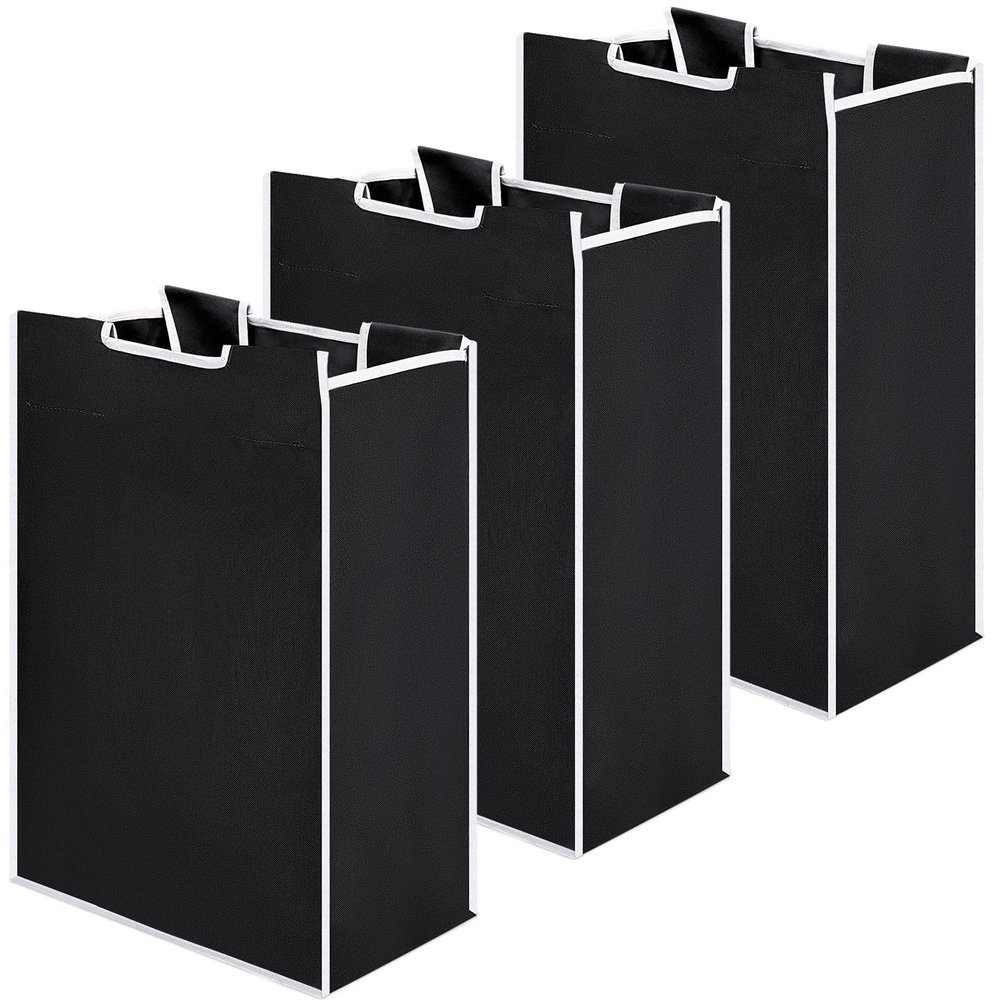 Bonuci 3 Pcs Laundry Sorter Replacement Bags Hamper Cart Removable Replacement Laundry Storage Organizer Bag Hamper Liner, No Hooks 14.76 x 8.66 x 21.65 Inch (Black)