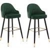 ABGRC Ergonomic Barstool Set of 2, 26 Inch Velvet Bar Stools with Backs, Black Chrome Plated Metal Upholstered Seat Stools view 1