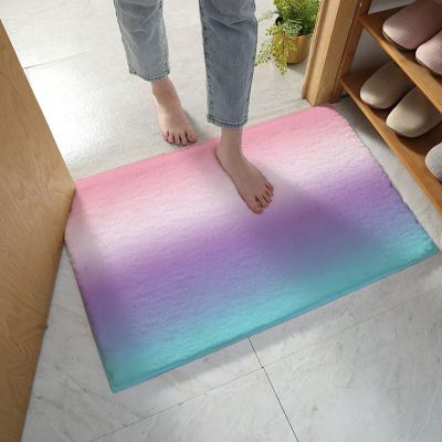 Coloredd Rainbow Bath Mat, Ombre Purple Pink Teal Color Art Soft Absorbent Microfiber Plush Bathroom Rugs Mat Non Slip Doormat Floor Mat Carpet 24x35