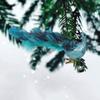 12" Teal Blue Peacock Christmas Ornament with Clip-on Feather Tail, Wedding Christmas Tree Decoration (8 Pack) view 4