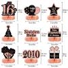 9Pcs Rose Gold Sweet 16 Birthday Decorations Honeycomb Centerpieces for Girls,Pink Happy 16th Birthday Centerpieces Tables Toppers Party Decorations Supplies 16th Table Sign Decor view 2
