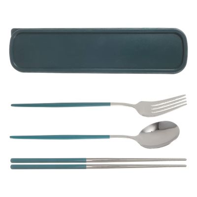 Zerodeko 1set Portable Travel Cutlery Utensils Case for Outdoor Dining Camping and Picnics Fork Spoon and Chopsticks Included Storage Box for Easy Carrying