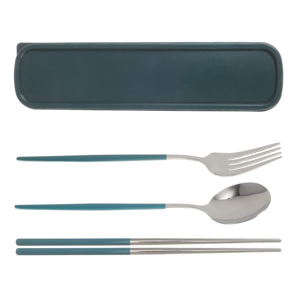 Zerodeko 1set Portable Travel Cutlery Utensils Case for Outdoor Dining Camping and Picnics Fork Spoon and Chopsticks Included Storage Box for Easy Carrying