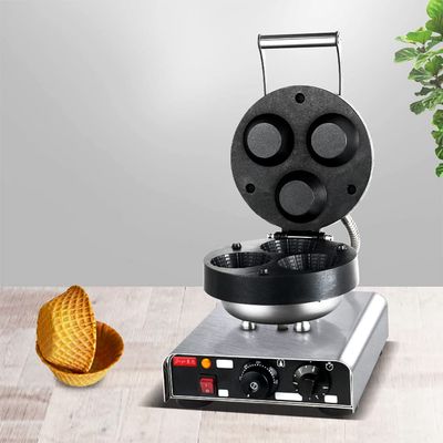 MNSSRN Bowl Machine Commercial Waffle Machine, Ice Cream Bowl Round Double Sided Heating Non-Stick Crispy Machine Stainless Steel Electric Waffle Machine
