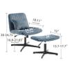 Art Leon Desk Chair No Wheels - with Ottoman and Lumbar Pillow, Armless Office Chair No Wheels, Criss Cross Chair, Modern Swivel Height Adjustable Wide Seat Computer Task Vanity Chair, Indigo Linen view 2