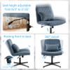 Art Leon Desk Chair No Wheels - with Ottoman and Lumbar Pillow, Armless Office Chair No Wheels, Criss Cross Chair, Modern Swivel Height Adjustable Wide Seat Computer Task Vanity Chair, Indigo Linen view 3