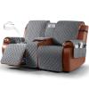 Ruaozz Waterproof Loveseat Recliner Cover with Console Non-Slip Reclining Couch Covers Split Sofa Slipcovers with Elastic Straps for Kids, Dogs, Pets (Dark Grey, 2 Seater) view 1