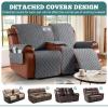 Ruaozz Waterproof Loveseat Recliner Cover with Console Non-Slip Reclining Couch Covers Split Sofa Slipcovers with Elastic Straps for Kids, Dogs, Pets (Dark Grey, 2 Seater) view 3