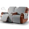 Ruaozz Waterproof Loveseat Recliner Cover with Console Non-Slip Reclining Couch Covers Split Sofa Slipcovers with Elastic Straps Furniture Protector for Kids, Dogs, Pets (Light Grey, 2 Seater) view 1