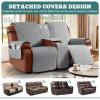 Ruaozz Waterproof Loveseat Recliner Cover with Console Non-Slip Reclining Couch Covers Split Sofa Slipcovers with Elastic Straps Furniture Protector for Kids, Dogs, Pets (Light Grey, 2 Seater) view 3