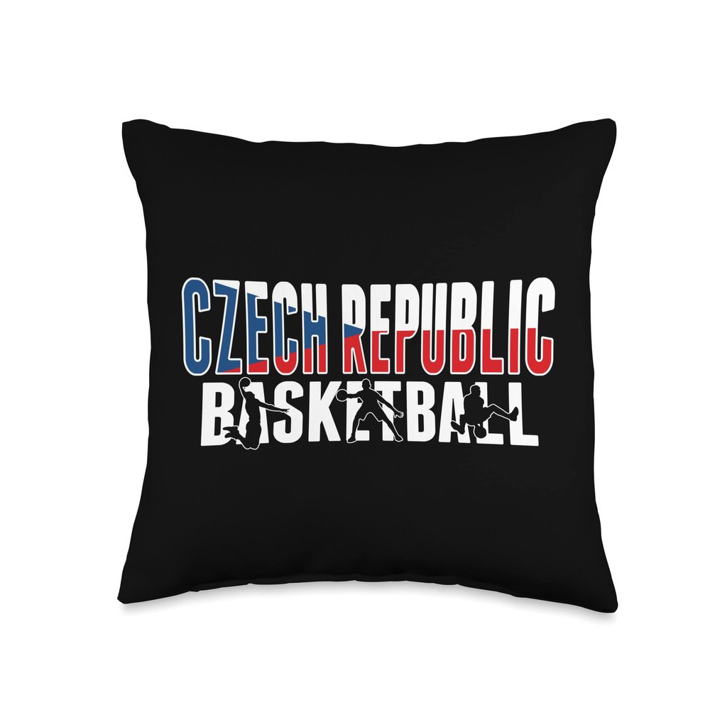 Czech Republic Basketball Fans Jersey - Czech Flag Slam Dunk Throw Pillow