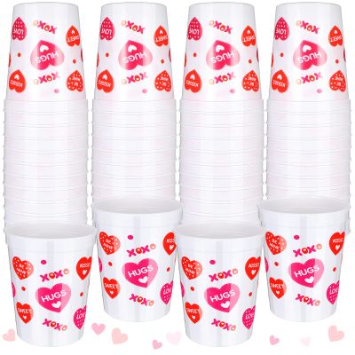 Meanplan 24 Pcs Valentine Plastic Cups, Reusable 16oz Heart Tumblers Galentines Day Cups for Kids Adults, Red Pink Valentine's Day Party Supplies for Anniversary Decoration