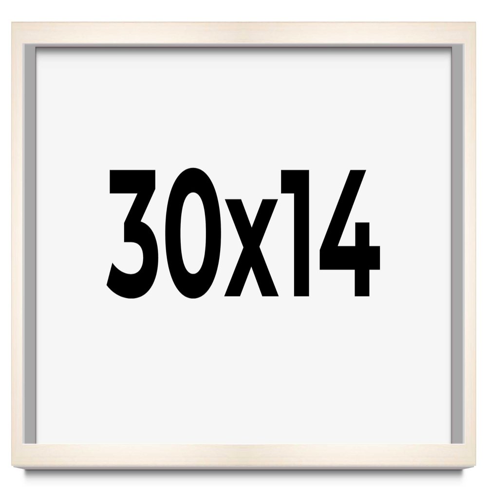 30x14 Frame White Wheat Solid Wood Picture Frame | Moulding Width 0.75 Inches | Interior Depth 0.5 Inches | Light Wood Traditional Photo Frame Complete with UV Acrylic, Foam Backing & Hanging Hardware