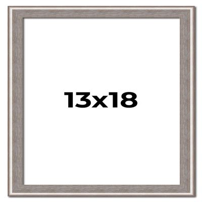 13x18 Frame Grey Real Wood Picture Frame Width 1.25 Inches | Interior Frame Depth 0.5 Inches | Hans Farmhouse Photo Frame Complete with UV Acrylic, Foam Board Backing & Hanging Hardware