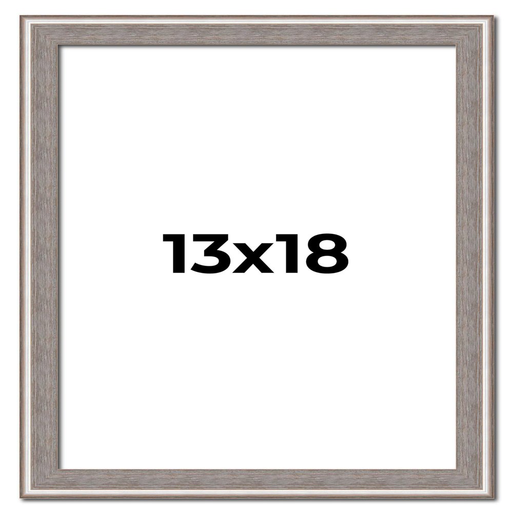 13x18 Frame Grey Real Wood Picture Frame Width 1.25 Inches | Interior Frame Depth 0.5 Inches | Hans Farmhouse Photo Frame Complete with UV Acrylic, Foam Board Backing & Hanging Hardware