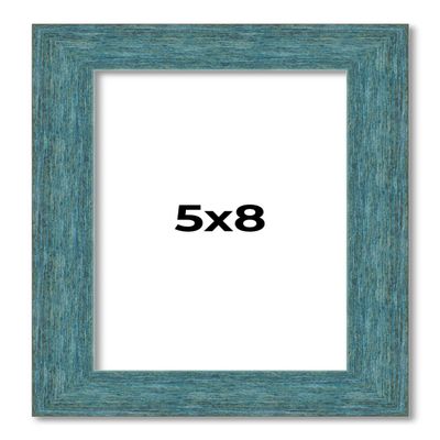 5x8 IN Frame Blue Rustic Barnwood Solid Wood Picture Frame Width 1.25 Inches | Interior Depth 0.5 Inches | Gustav Blue Frame Complete with UV Acrylic, Foam Board Backing & Hanging Hardware