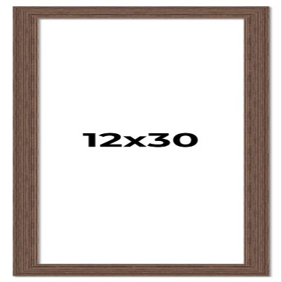 12x30 Frame Brown Farmhouse Solid Wood Picture Frame Width 1.5 Inches | Interior Frame Depth 0.5 Inches | Rustic Barnwood Brown Distressed Frame with UV Acrylic, Foam Board Backing & Hanging Hardware
