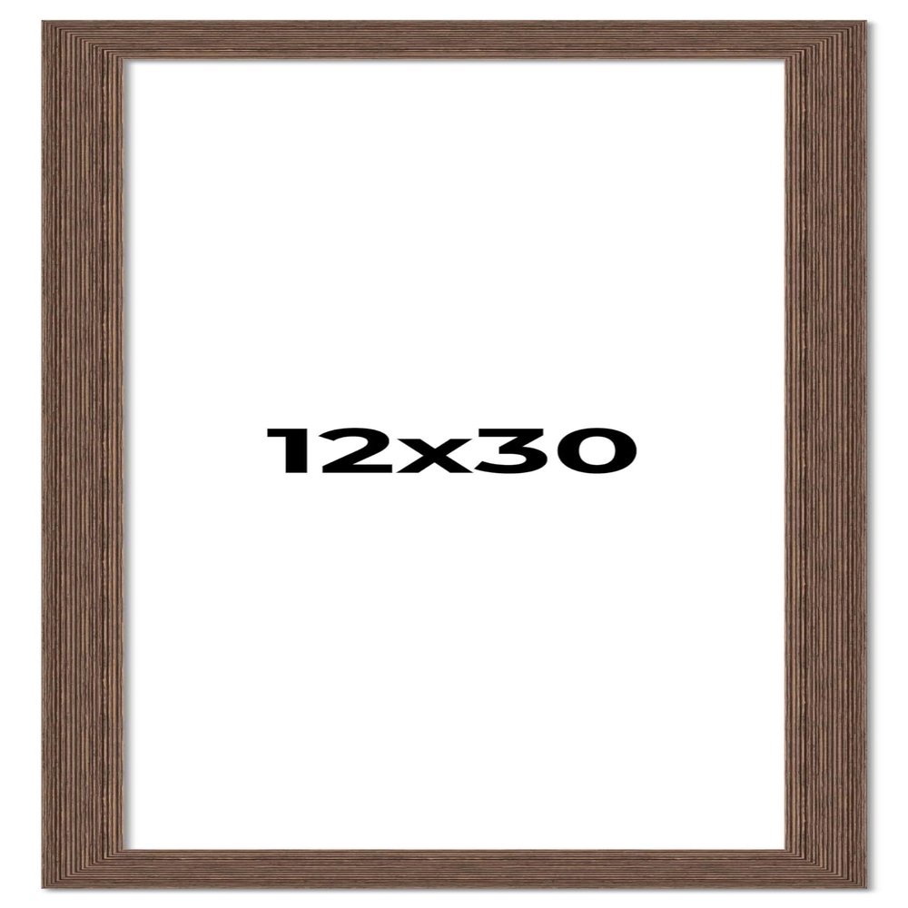 12x30 Frame Brown Farmhouse Solid Wood Picture Frame Width 1.5 Inches | Interior Frame Depth 0.5 Inches | Rustic Barnwood Brown Distressed Frame with UV Acrylic, Foam Board Backing & Hanging Hardware