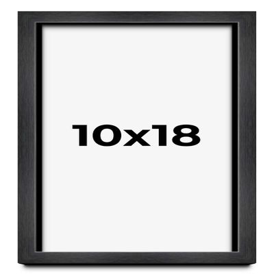 10x18 Frame Black Charcoal Grey Wood Textured Picture Frame | 0.75 Inch Moulding Width | Gunmetal Grey Solid Wood Frame Complete with UV Acrylic Plexiglass, Foam Board Backing & Hanging Hardware