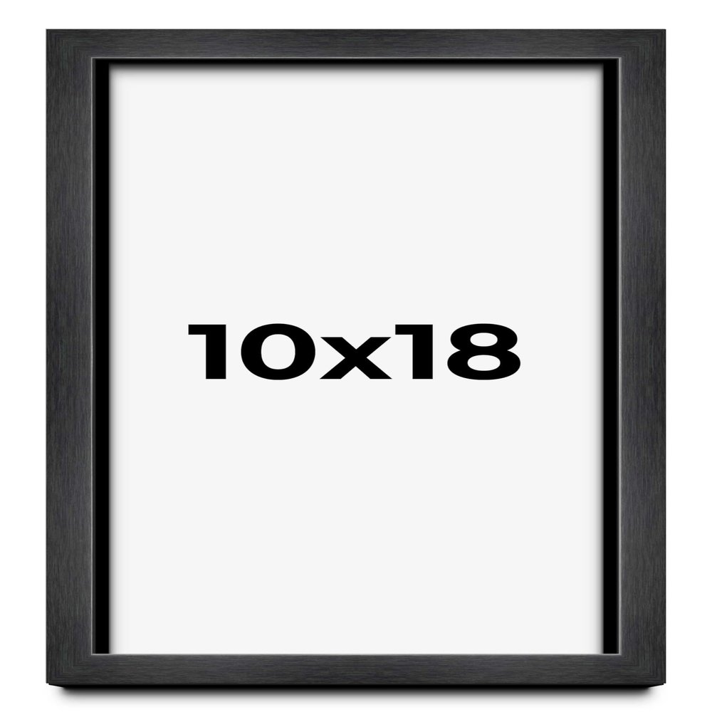 10x18 Frame Black Charcoal Grey Wood Textured Picture Frame | 0.75 Inch Moulding Width | Gunmetal Grey Solid Wood Frame Complete with UV Acrylic Plexiglass, Foam Board Backing & Hanging Hardware