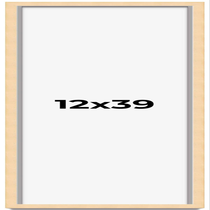 CustomPictureFrames.com 12x39 Frame Natural Wood Picture Frame | 0.75 Inch Moulding Width | Solid Wood | Complete with UV Acrylic Plexiglass, Foam Board Backing & Hanging Hardware