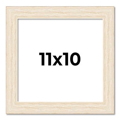 11x10 Frame Barnwood White Solid Wood Picture Frame Width 1.5 Inches | Interior Depth 0.5 Inches | Whitewashed Distressed Frame with UV Acrylic, Foam Board Backing & Hanging Hardware