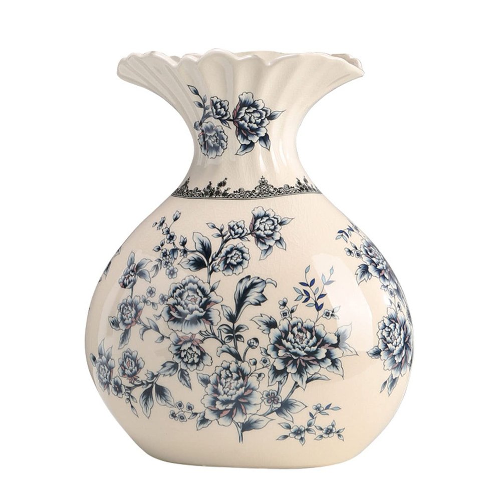 Vase Chinese Ceramic Porcelain Vase Home Decor Flower Vase for Shelf Home Dcor Japanese Vase 10.5 Inch,Sophisticated Vessel for Wedding Decorative Branches and Dried Flower,Blue