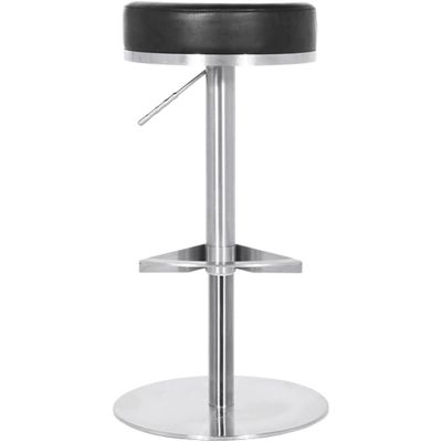 ABGRC PU Swivel Barstool, Ergonomic 53-83CM Adjustable Bar Stool Without Backrest, Stainless Steel Frame High Chair with Footrest