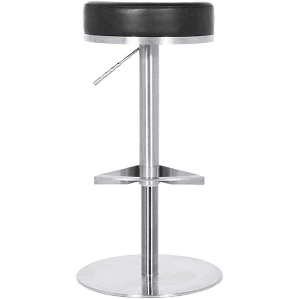 ABGRC PU Swivel Barstool, Ergonomic 53-83CM Adjustable Bar Stool Without Backrest, Stainless Steel Frame High Chair with Footrest