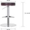 ABGRC PU Swivel Barstool, Ergonomic 53-83CM Adjustable Bar Stool Without Backrest, Stainless Steel Frame High Chair with Footrest view 3