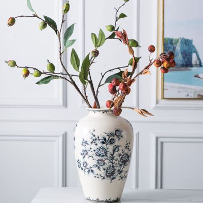 Vase Chinese Ceramic Porcelain Vase Home Decor Flower Vase for Shelf Home Dcor Japanese Vase 10.5 Inch,Sophisticated Vessel for Wedding Decorative Branches and Dried Flower,V